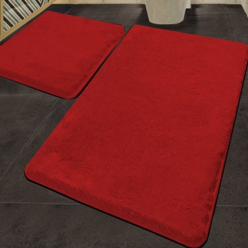 SET 2x Badezimmermatte 60/100 cm rot