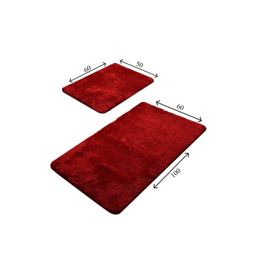 SET 2x Badezimmermatte 60/100 cm rot