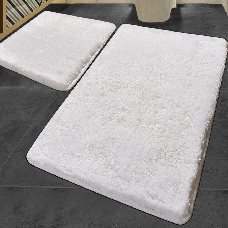 SET 2x Badezimmermatte 60/100 cm weiß