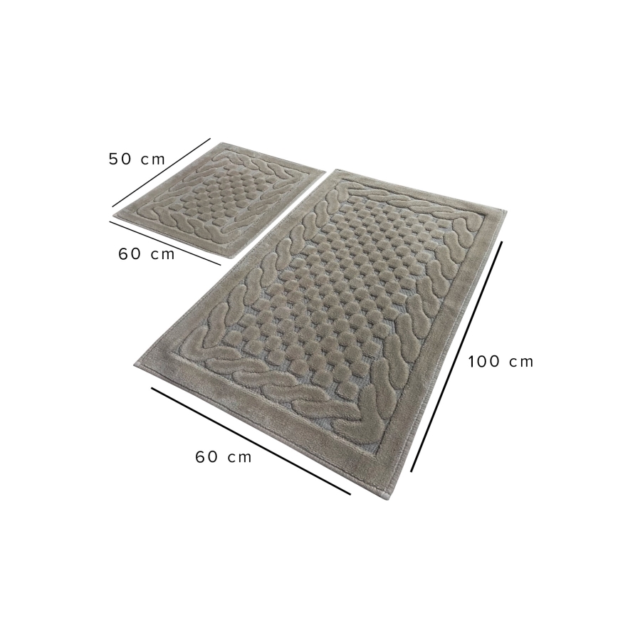SET 2x Badezimmermatte BAMBI 60/100 cm beige