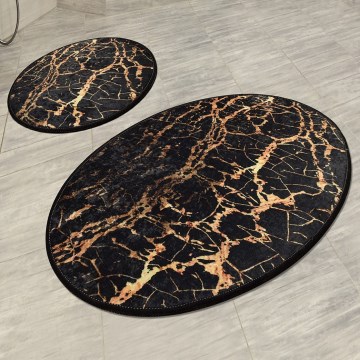 SET 2x Badezimmermatte GOLDES 60/100 cm schwarz/golden