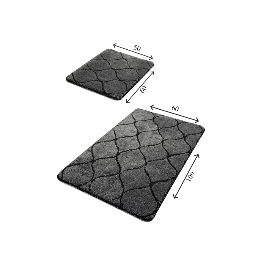 SET 2x Badezimmermatte INFINITY 60/100 cm anthrazit