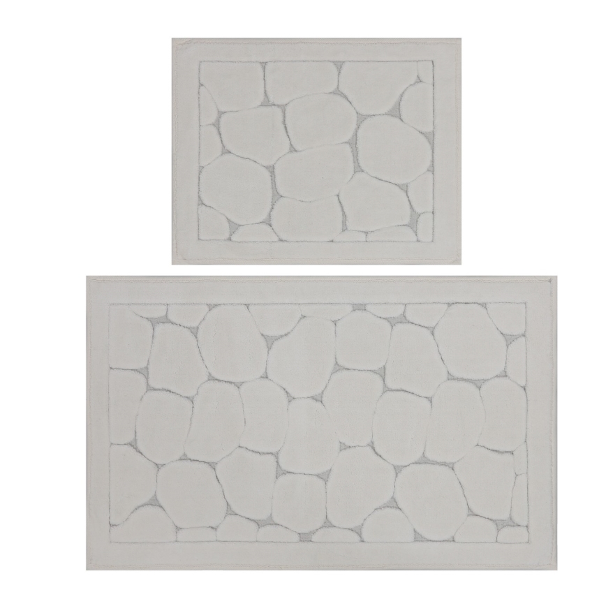 SET 2x Badezimmermatte LINO 60/100 cm beige