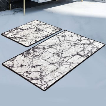 SET 2x Badezimmermatte MARBLE 60/100 cm weiß/schwarz