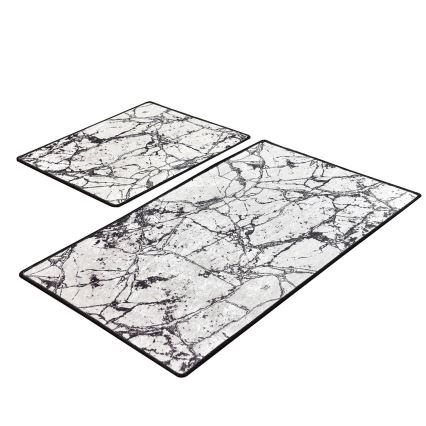 SET 2x Badezimmermatte MARBLE 60/100 cm weiß/schwarz