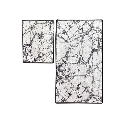 SET 2x Badezimmermatte MARBLE 60/100 cm weiß/schwarz