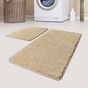 SET 2x Badezimmerteppich 60/100 cm beige