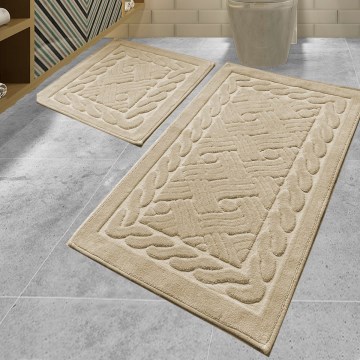 SET 2x Badezimmerteppich DANIEL 60/100 cm beige
