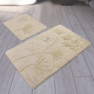 SET 2x Badezimmerteppich ORCHIDEE 60/100 cm beige