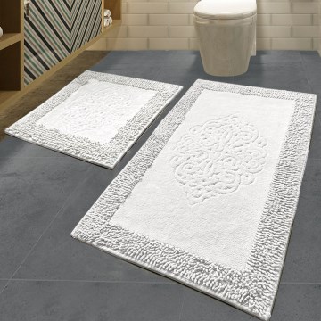 SET 2x Badezimmerteppich PIANTE 60/100 cm weiß