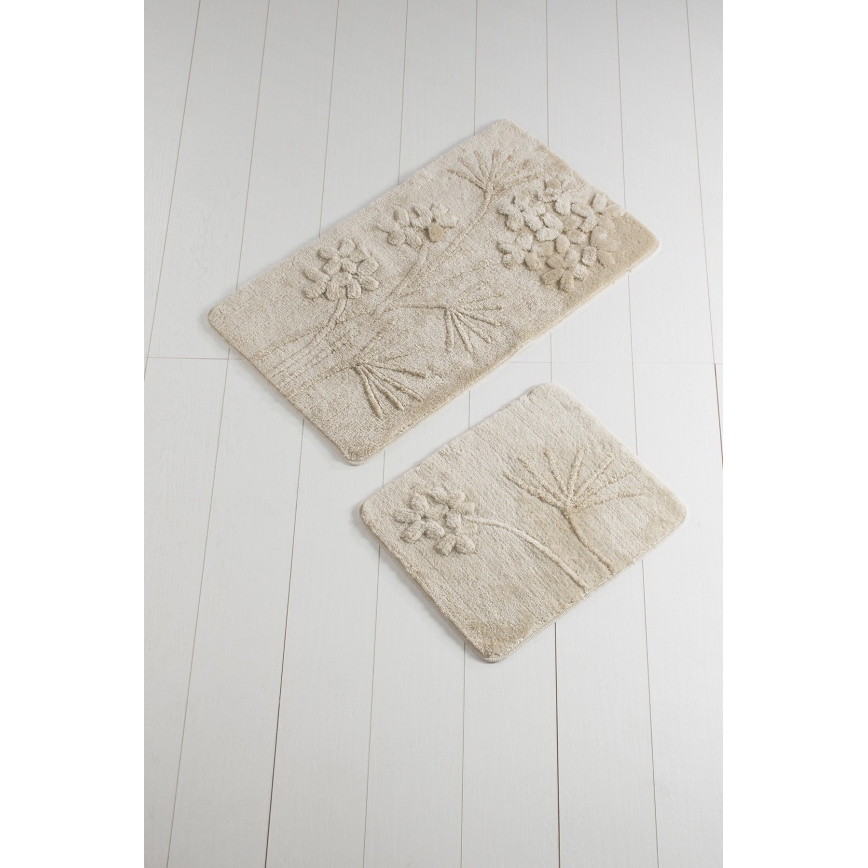 SET 2x Badezimmerteppich ORCHIDEE 60/100 cm beige