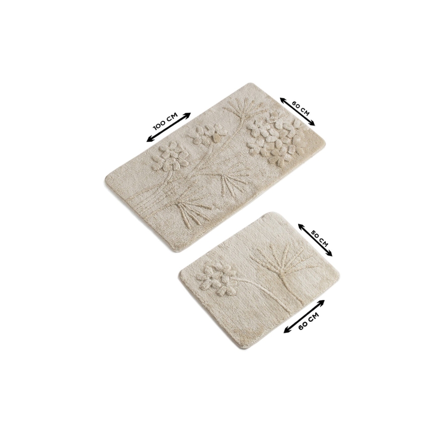 SET 2x Badezimmerteppich ORCHIDEE 60/100 cm beige