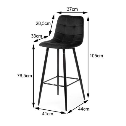SET 2x Bar-Stuhl HOKER 105x44 cm schwarz