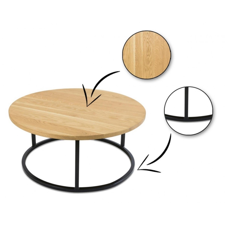 SET 2x Beistelltisch OAKLOFT 38x90 cm schwarz/Eiche