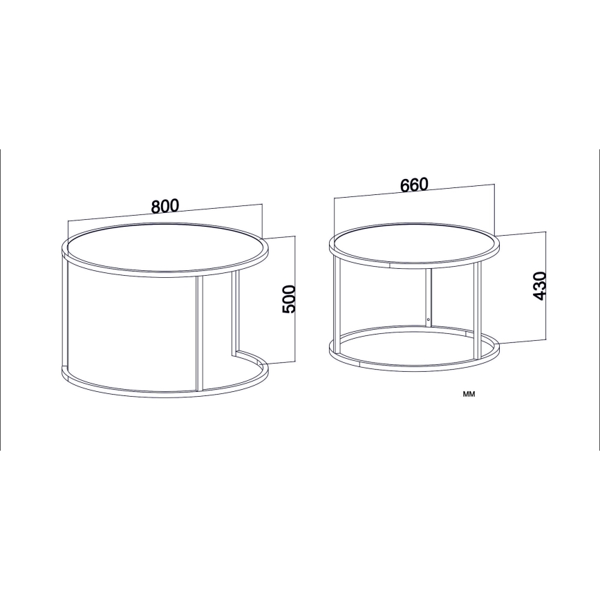 SET 2x Beistelltisch TAMBUR schwarz/braun