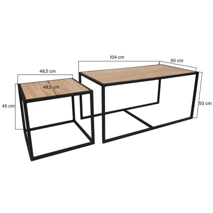 SET 2x Couchtisch ATLANTIS braun/schwarz