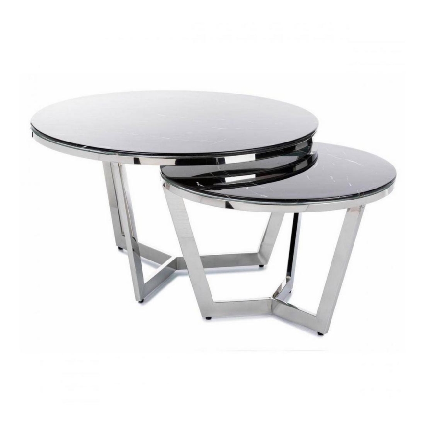 SET 2x Couchtisch HAZI glänzendes Chrom/schwarz