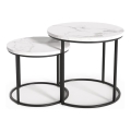 SET 2x Couchtisch OREO d 43/53 cm schwarz/Marmordekor