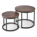 SET 2x Couchtisch OREO Ø 43/53 cm schwarz/Nussbaum