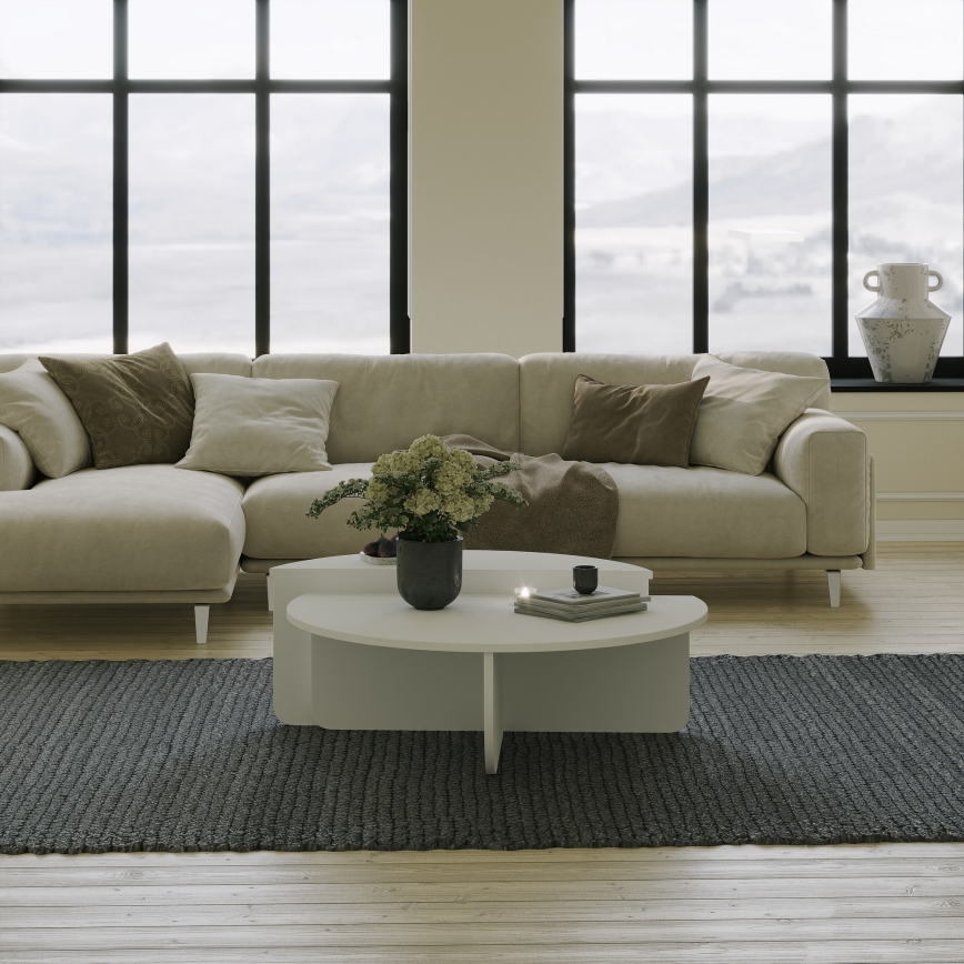 SET 2x Couchtisch PODIUM weiß