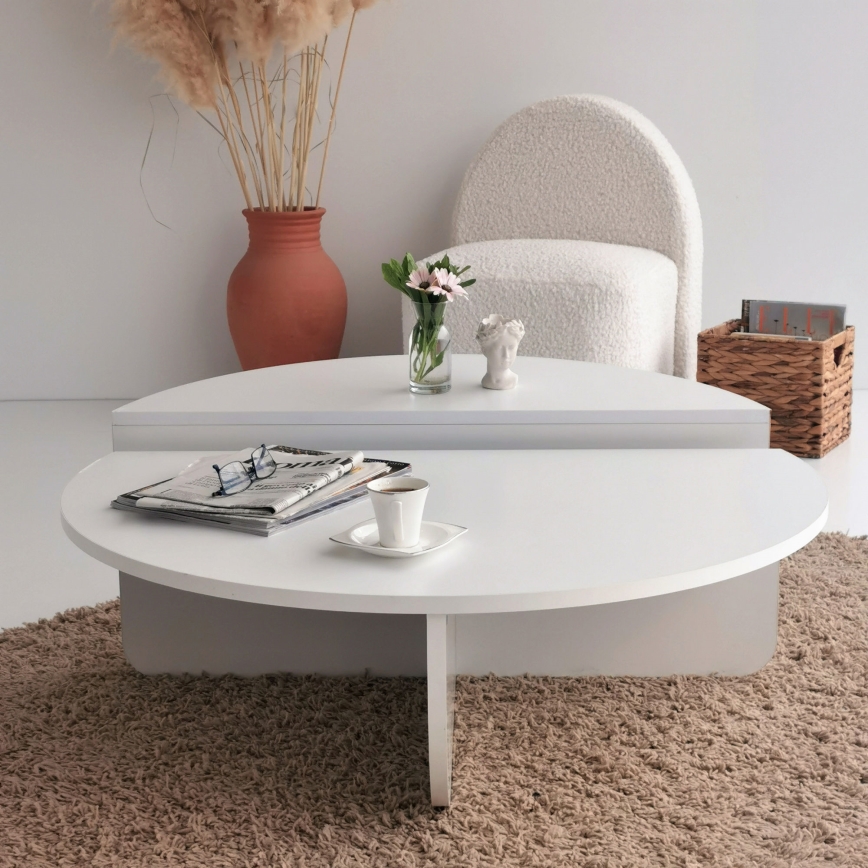 SET 2x Couchtisch PODIUM weiß