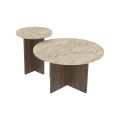 SET 2x Couchtisch PURO Ø 40/70 cm Nussbaum/Travertin