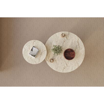 SET 2x Couchtisch PURO Ø 40/70 cm Nussbaum/Travertin