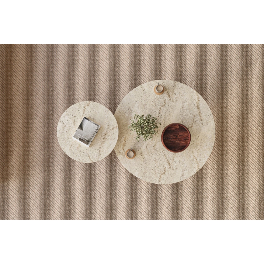 SET 2x Couchtisch PURO Ø 40/70 cm Nussbaum/Travertin