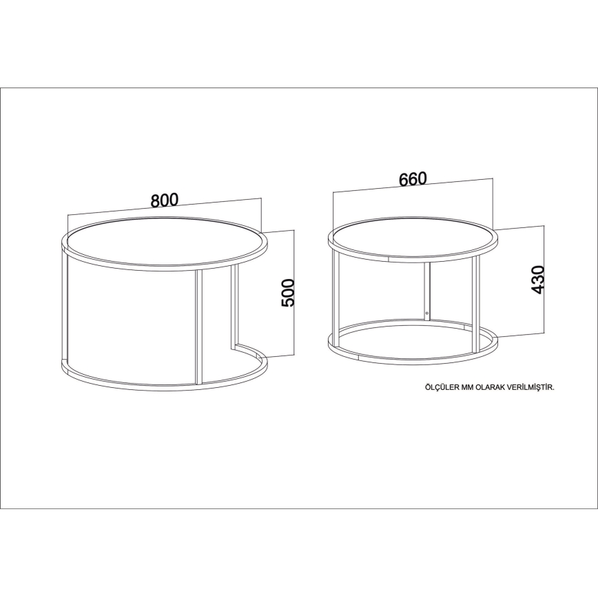 SET 2x Couchtisch TAMBUR schwarz/beige