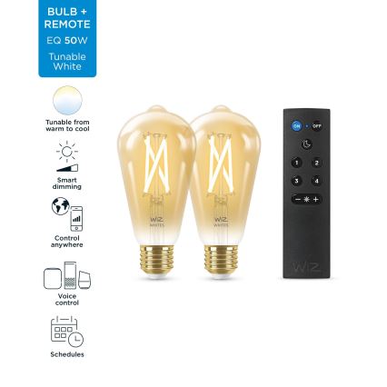 SET 2x Dimmbare LED-Glühbirne ST64 E27/7W/230V 2000-5000K CRI 90 Wi-Fi + Fernbedienung - WiZ