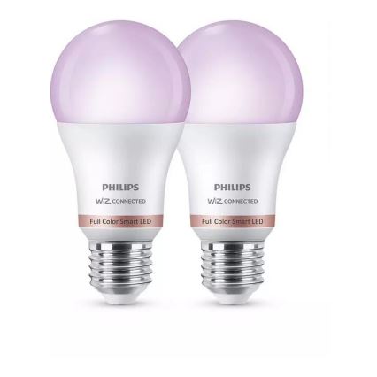 SET 2x Dimmbare LED-RGB-Glühlampe Philips A60 E27/8W/230V Wi-Fi