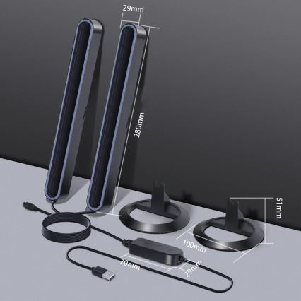Set 2x dimmbare LED-RGBIC-Tischlampen LED/5W/5V schwarz + Fernbedienung