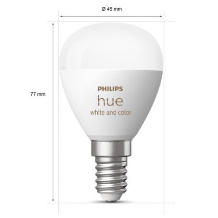 SET 2x Dimmbare LED-RGBW-Glühbirne Philips Hue White And Color Ambiance P45 E14/5,1W/230V 2000-6500K