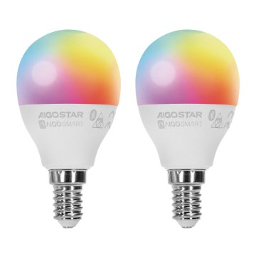 SET 2x Dimmbare LED-RGBW-Lampe MESH Smart G45 E14/6,5W/230V 2700-6500K - Aigostar