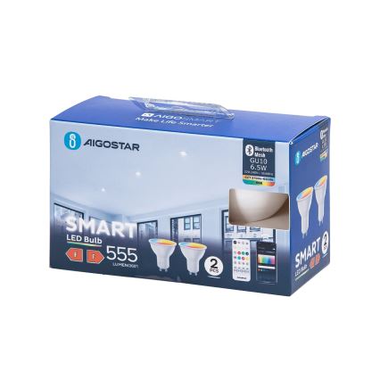 SET 2x Dimmbares Leuchtmittel (LED RGBW) MESH Smart GU10/6,5W/230V 2700-6500K - Aigostar
