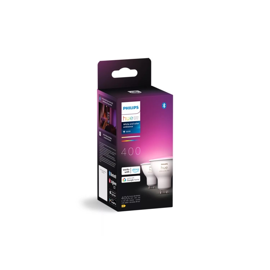 SET 2x Dimmbares LED-RGBW-Leuchtmittel Philips Hue White And Color Ambiance GU10/4,2W/230V 2000-6500K