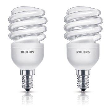 SET 2x Energiesparlampe PHILIPS E14/12W/230V 741 lm