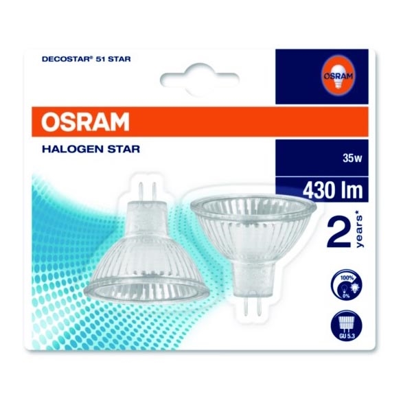 SET 2x Halogen Hochleistungsglühlampe DECOSTAR GU5,3/35W/12V 2900K - Osram