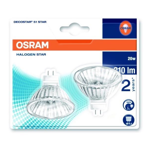 SET 2x Halogenlampe DECOSTAR GU5,3/20W/12V 2800K - Osram