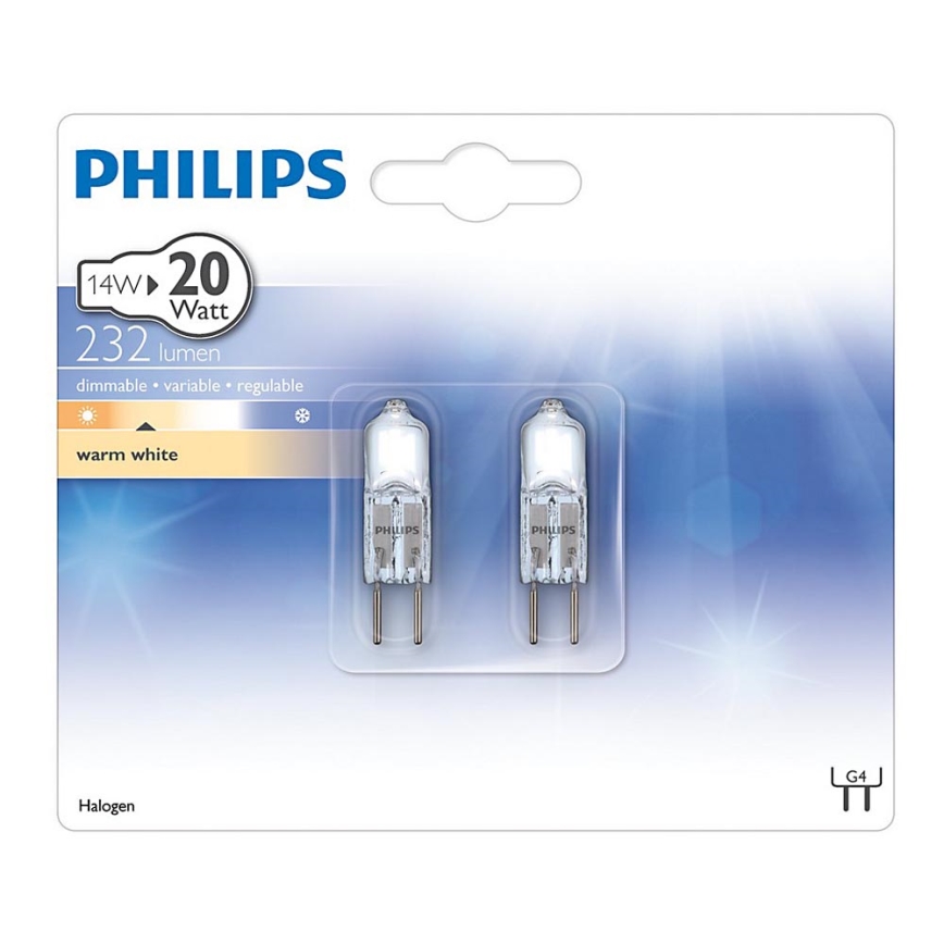 SET 2x Halogenlampe Philips G4/14W/12V
