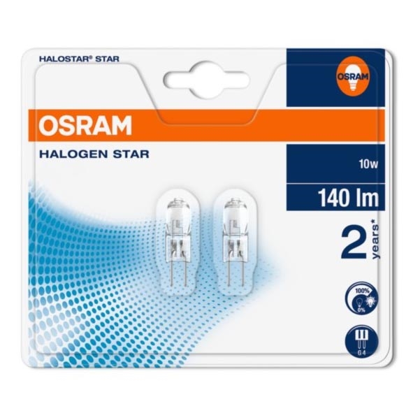 SET 2x Hochleistungs-Halogenglühlampe HALOSTAR G4/10W/12V 2.800K - Osram