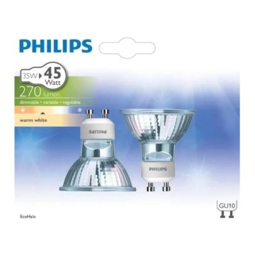SET 2x Hochleistungs Leuchtmittel Philips HALOGEN GU10 35W 230V 2800K Beleuchtung