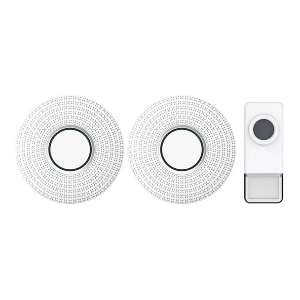 SET 2x Kabellose Steckdosen-Türklingel 230V/1xA23 IP55 weiß