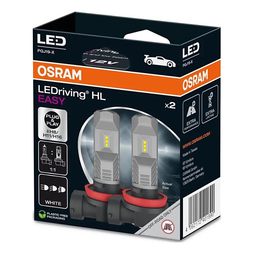 SET 2x LED-Autolampe H11 PGJ19-X/8W/12V 6000K - Osram
