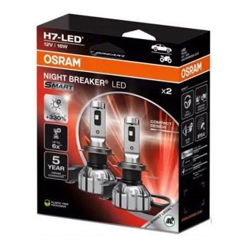 SET 2x LED-Autolampe NIGHT BREAKER H7 PX26d/16W/12V 6000K - Osram