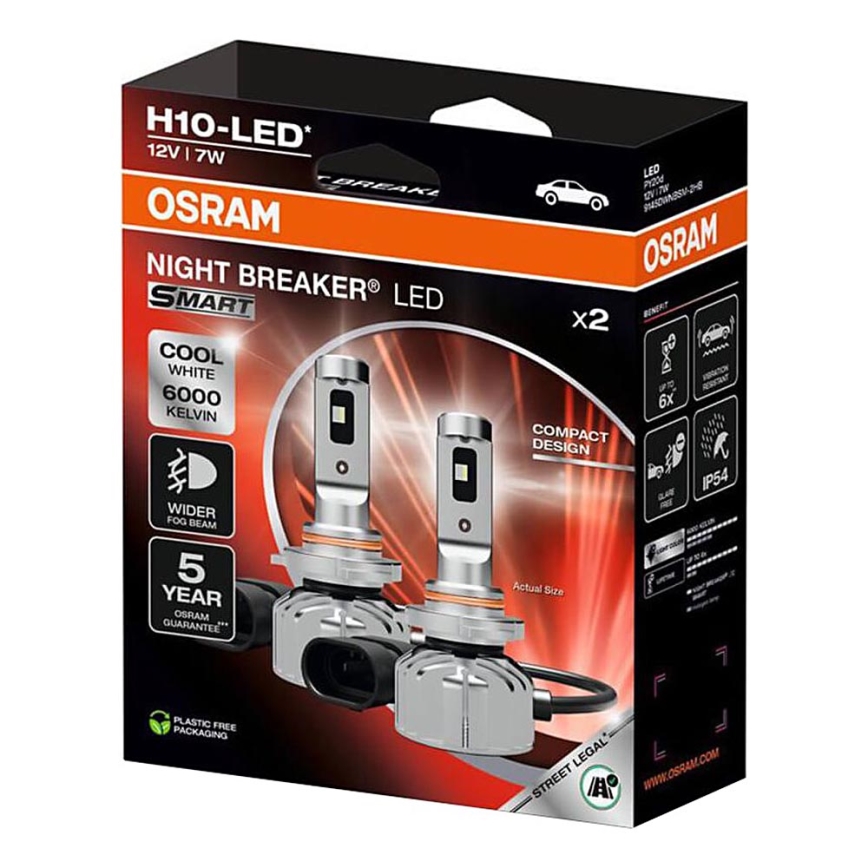 Set 2x LED-Autolampe NIGHT BREAKER SMART H10 PY20d/7W/12V 6000K - Osram