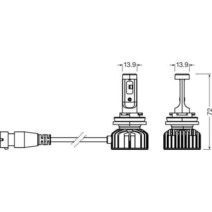 Set 2x LED-Autolampe NIGHT BREAKER SMART H8 PGJ19-1/7W/12V 6000K - Osram