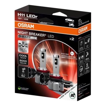 Set 2x LED-Autolampen NIGHT BREAKER SMART H11 PGJ19-2/14W/12V 6000K - Osram