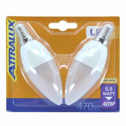 SET 2x LED Birne E14/5,5W/230V 2700K- Attralux