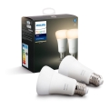 SET 2x LED-Dimm-Glühbirne Philips Hue WHITE E27/9W/230V 2700K